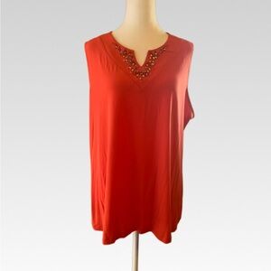 Susan Graver orange Embellished Blouse size XL